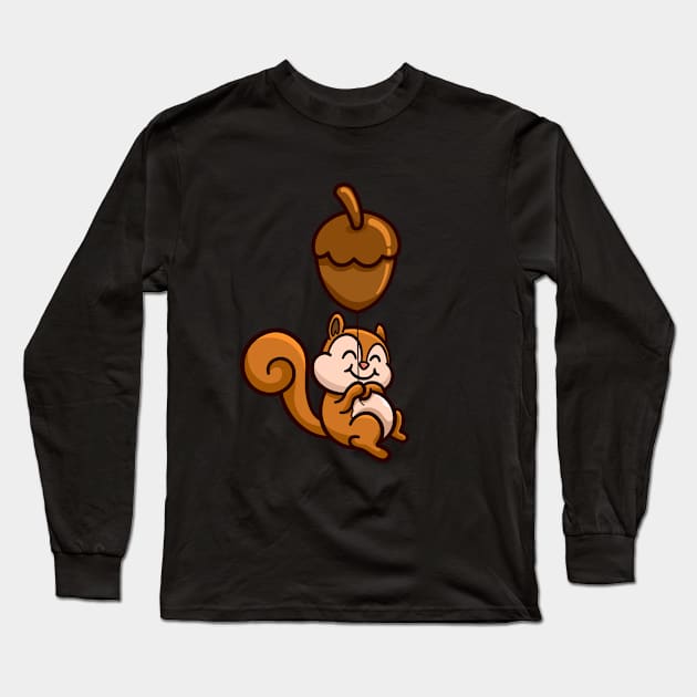 flying squirrel with peanut balloons Long Sleeve T-Shirt by garistipis